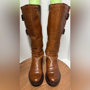 Clarks Women’s Artisan Mullin Spice Riding Knee Burnished Tan Leather Boots 6